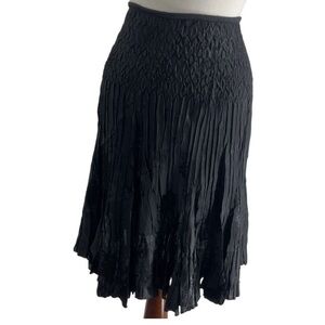 Cache Black Textured A-Line Skirt